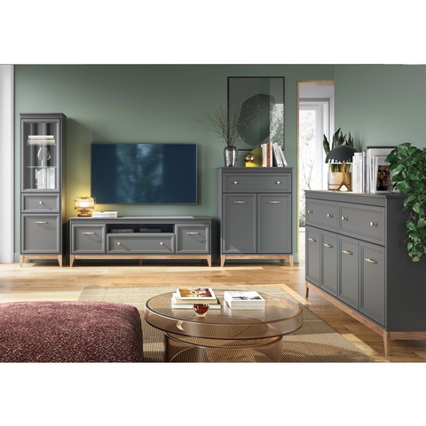 Zestaw duży nowoczesny TERRA 2 komoda rtv witryna do salonu pokoju