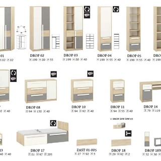 regał 55 zamykany z szufladami Drop 04 szafa mała bieliźniarka słupek