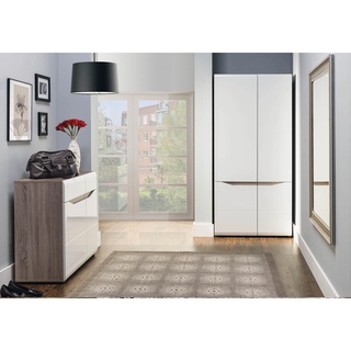 zestaw mebli Lionel 6 komoda szafa biała w połysku do pokoju sypialni