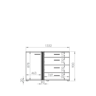 komoda 143 Adagio 04 szafka biała połysk + dąb do sypialni pokoju