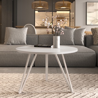 stolik 67 loft okrągły Trio ława mała kawowa biały czarny dąb wotan