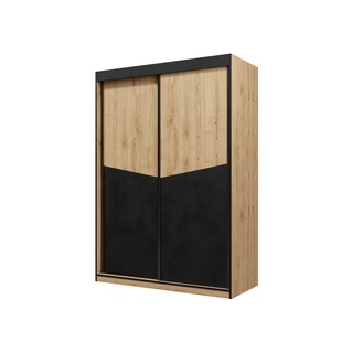 szafa 150 przesuwna Aston 02 półki drążek dąb szarobeżowa czarna