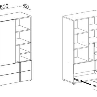 regał 80 niski Remo 06 szafka z półkami szufladami wysoka komoda