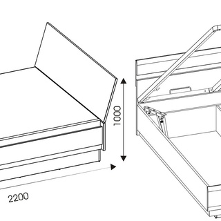 łóżko 180x200 z pojemnikiem podnoszone York Y18/ 180 nowoczesne loft