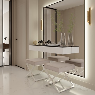 pufa 45 lamowana X elegancka nowoczesna stołek siedzisko kolory