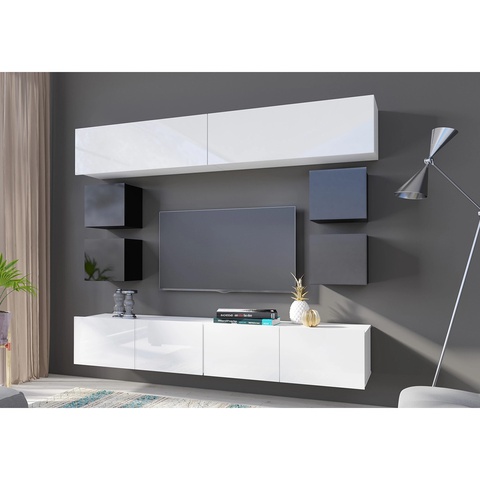 Zestaw rtv CALABRINI 17 nowoczesna wisząca meblościanka do pokoju