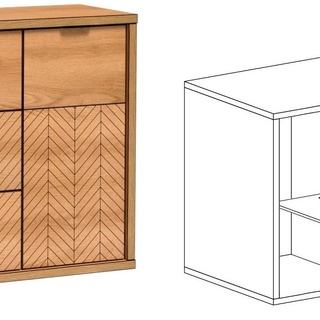 zestaw mebli eleganckich Fonti 3 komoda witryna komplet loft nowoczesny dąb karmel do salonu pokoju sypialni