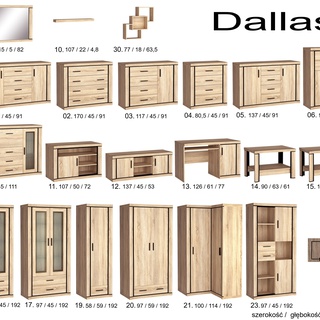 komoda 97 dwudrzwiowa wysoka Dallas 06 szafka z szufladami dąb