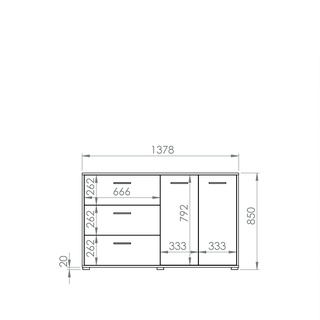 Komoda 138 z szufladami drzwiami Caro 25 szafka pojemna sonoma