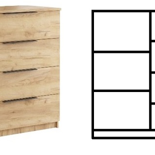 komoda 120 z lamelami loft Sorento II szafka pojemna szuflady półka