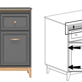 komoda 135 ,5 nowoczesna Terra 01 na nóżkach z szufladami półkami