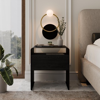 stolik 45 nowoczesny z szufladą Soha metalowy loft do pokoju sypialni