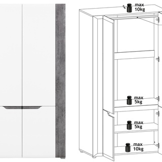 zestaw mebli pokojowych Brando 2 komoda rtv szafka ława szafa biała