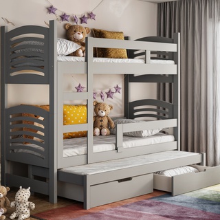 łóżko 75x160 piętrowe trzyosobowe Oli 3os z materacami dla dzieci