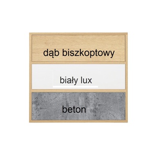 biurko 125 z szufladą szafką Step 07 młodzieżowe dla dzieci ucznia nauki pracy dąb biszkoptowy + biały + beton do pokoju biura