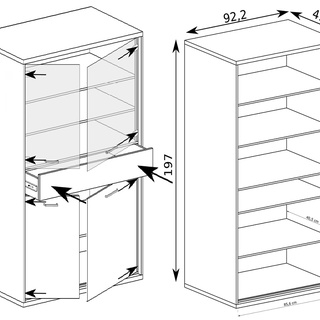 zestaw mebli nowoczesnych Mediolan 3 witryna komoda rtv szafka ława