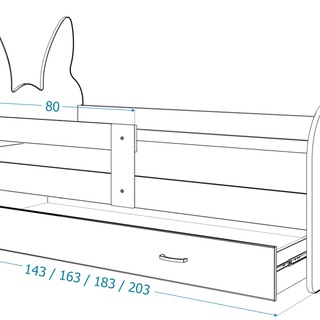 Łóżko pojedyncze z szufladą Królik