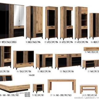 zestaw pokojowy loft Aris i mała meblościanka na nóżkach