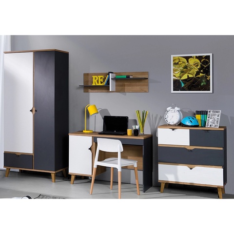 Zestaw ucznia młodzieży MEMONE 4 biurko komoda szafa meblościanka