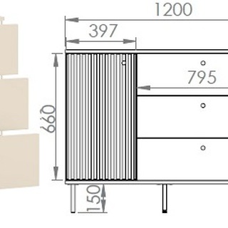 komoda 120 z szufladami Sophie 05 szafka lamele frez kremowa