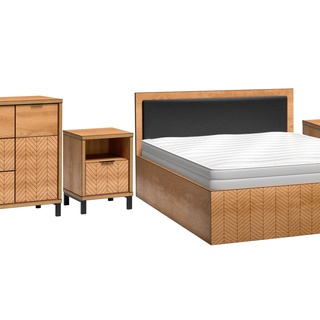 zestaw mebli sypialnia Fonti KN łóżko komoda szafka nocna loft komplet do sypialni