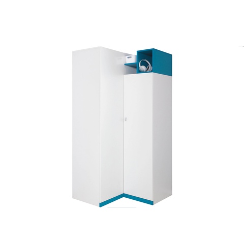 Szafa 95 rogowa narożna MOBI 01 z półkami drążkami biała młodzieżowa