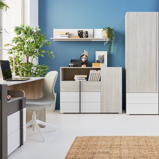 szafa 90 ubraniowa Remo 02 z szufladami półkami drążkiem pojemna