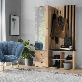 garderoba 128 ,5 z lustrem lamelami siedziskiem Cali loft nowoczesna