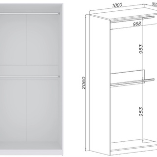 szafa 250 modułowa prosta narożna Tres Y garderoba otwarta biała