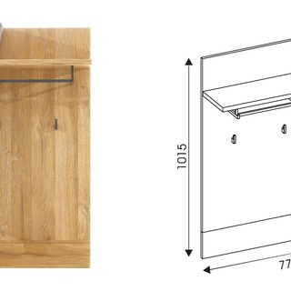 zestaw York 5 komoda szafa z lustrem wieszak szafka garderoba