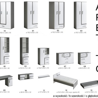 szafa 128 z szufladą półkami Apetito 19 młodzieżowa dzieci biały szary