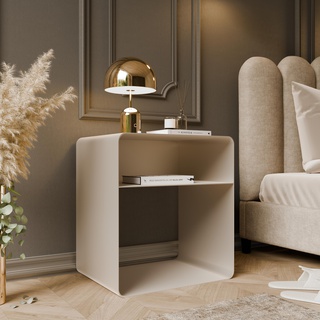 stolik 45 nowoczesny nocny Luna metalowy z półką loft do sypialni