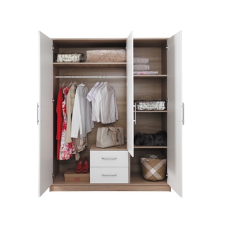 szafa 150 trzydrzwiowa z półkami szufladami drążkiem Smart SR2 uchylna garderoba artisan do pokoju sypialni przedpokoju korytarz