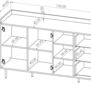 komoda 150 półki szuflady nóżki Vasina 01 loft szafka nowoczesna