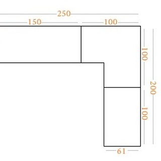zestaw 250 - 200 nowoczesny rogowy Sorento E z nadstawką lamelami