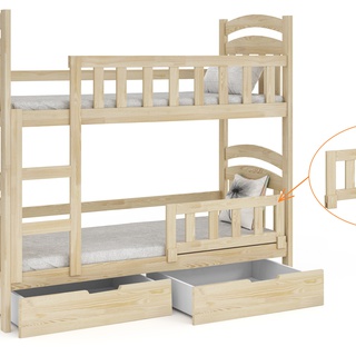 łóżko 90x200 piętrowe duże Damian 2os z materacami szufladami młodzieżowe