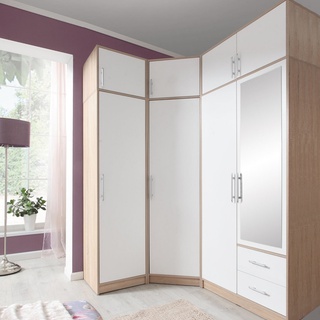 szafa 100 dwudrzwiowa Smart SRL3 z lustrem szufladami ubraniowa sonoma + biały do pokoju sypialni przedpokoju korytarz