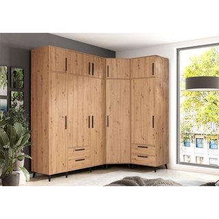 zestaw wysoka duża garderoba ARTI 1 z nadstawką na nóżkach szafa