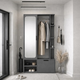 garderoba 100 nowoczesna Nala z lustrem szafką półkami do przedpokoju