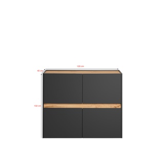 Komoda 120 cm Reviva K02 4D antracyt