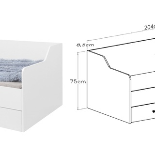 łóżko 90x200 z szufladami Bergen 13 młodzieżowe 90 dla dzieci białe
