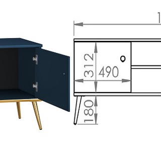 zestaw mebli na złotych nóżkach Marine 2 niebieska komoda witryna szafka rtv ława nowoczesny komplet do pokoju salonu