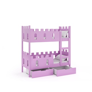 łóżko 75x160 piętrowe nowoczesne Zamek 2os z materacami mix kolory