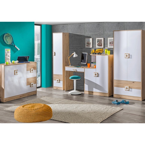 Zestaw mebli NICO 2 biurko komoda szafa regał do pokoju ucznia dzieci