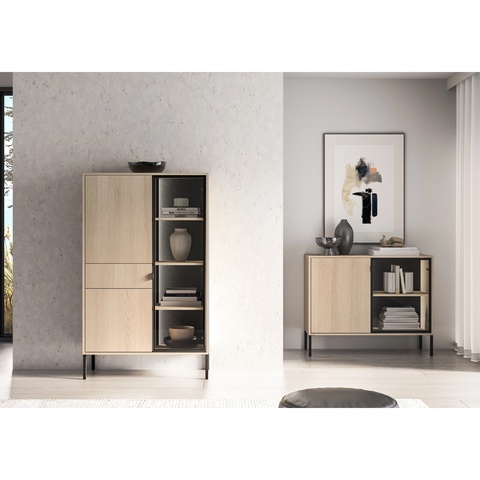 Zestaw nowoczesny BARNEE 3 witryna komoda na nóżkach do salonu