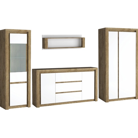Zestaw meblościanka LIVINIO A witryna komoda szafa do pokoju salonu