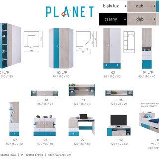 szafa 90 rogowa Planet 02 narożna młodzieżowa do pokoju sypialni