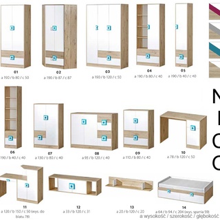 regał 80 szeroki duży Nico 04 z szufladami drzwiami na książki zabawki