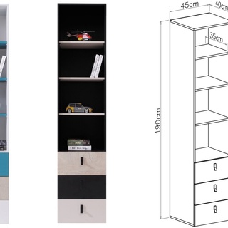 regał 45 otwarty z szufladami Planet 06 słupek do pokoju sypialni