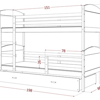 Łóżko piętrowe Mateusz 80x190